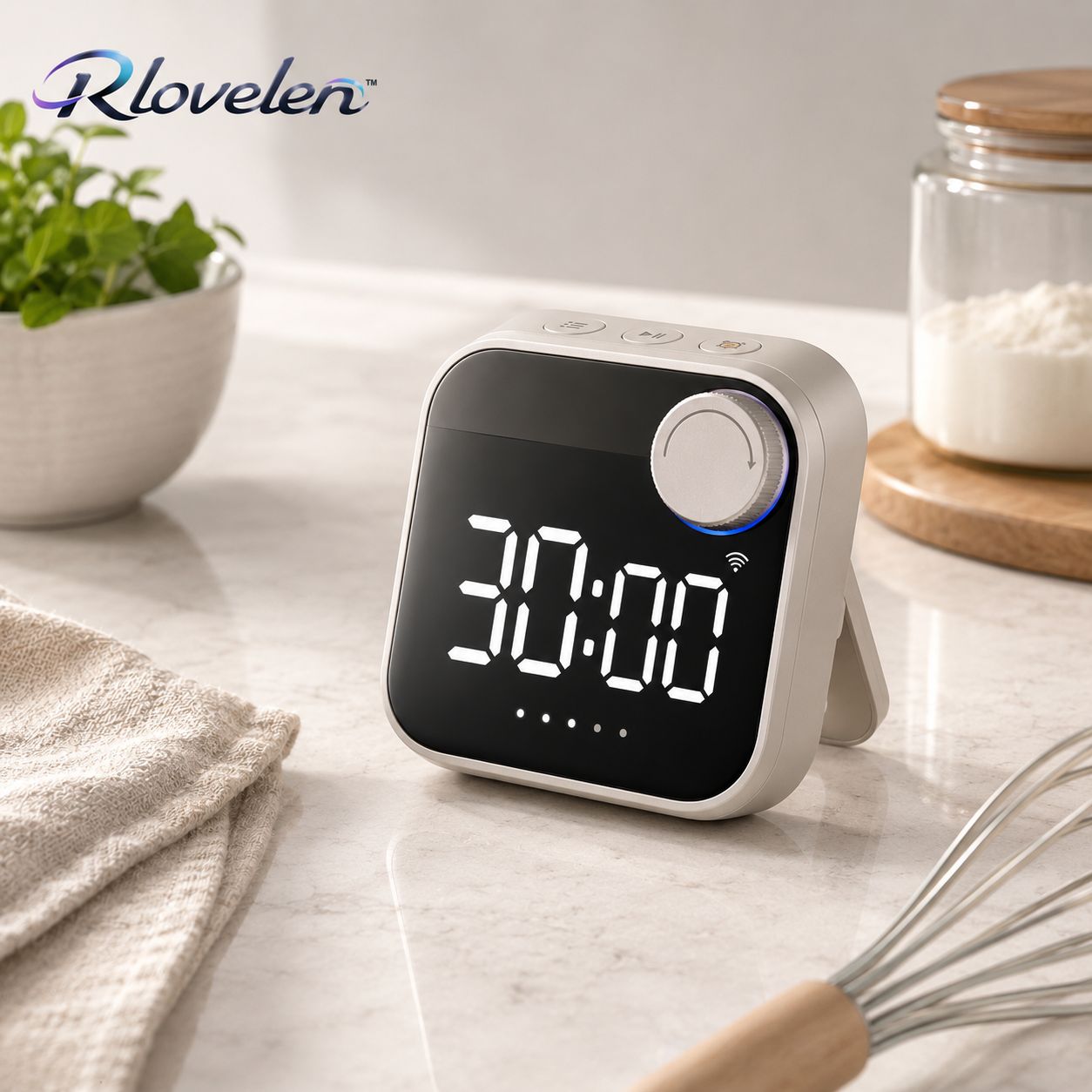 Rlovelen™ TimeHalo W3 Smart WiFi Kitchen Timer, Large LED Digital Countdown Timer with App Control, Multiple Timer Presets, Adjustable Alarm & Magnetic Stand for Cooking, Baking and Meal Prep