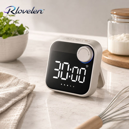 Rlovelen™ TimeHalo W3 Smart WiFi Kitchen Timer, Large LED Digital Countdown Timer with App Control, Multiple Timer Presets, Adjustable Alarm & Magnetic Stand for Cooking, Baking and Meal Prep