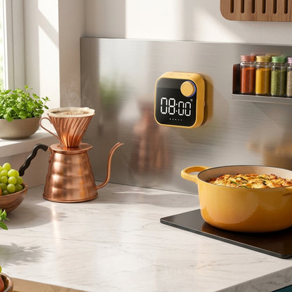 Rlovelen™ TimeHalo W3 Smart WiFi Kitchen Timer, Large LED Digital Countdown Timer with App Control, Multiple Timer Presets, Adjustable Alarm & Magnetic Stand for Cooking, Baking and Meal Prep