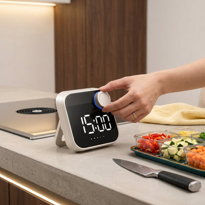 Rlovelen™ TimeHalo W3 Smart WiFi Kitchen Timer, Large LED Digital Countdown Timer with App Control, Multiple Timer Presets, Adjustable Alarm & Magnetic Stand for Cooking, Baking and Meal Prep