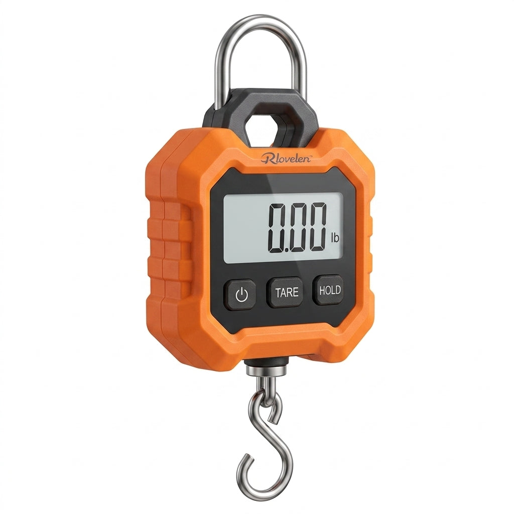 Rlovelen™ LiftGo H440 Digital Hanging Scale, 440 lb / 200 kg Capacity, Portable Handheld Hook Scale with Backlit LCD, Tare & Hold Functions for Grocery, Household, Luggage and Everyday Utility Weighing