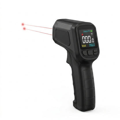 Rlovelen™ SpectrumRay C1500 Infrared Thermometer Gun with Large Color Display, Dual Laser Targeting, Adjustable Emissivity, High/Low Alert & MAX/MIN Surface Temperature Modes for Pizza Oven, Griddle, BBQ, HVAC & Automotive Use