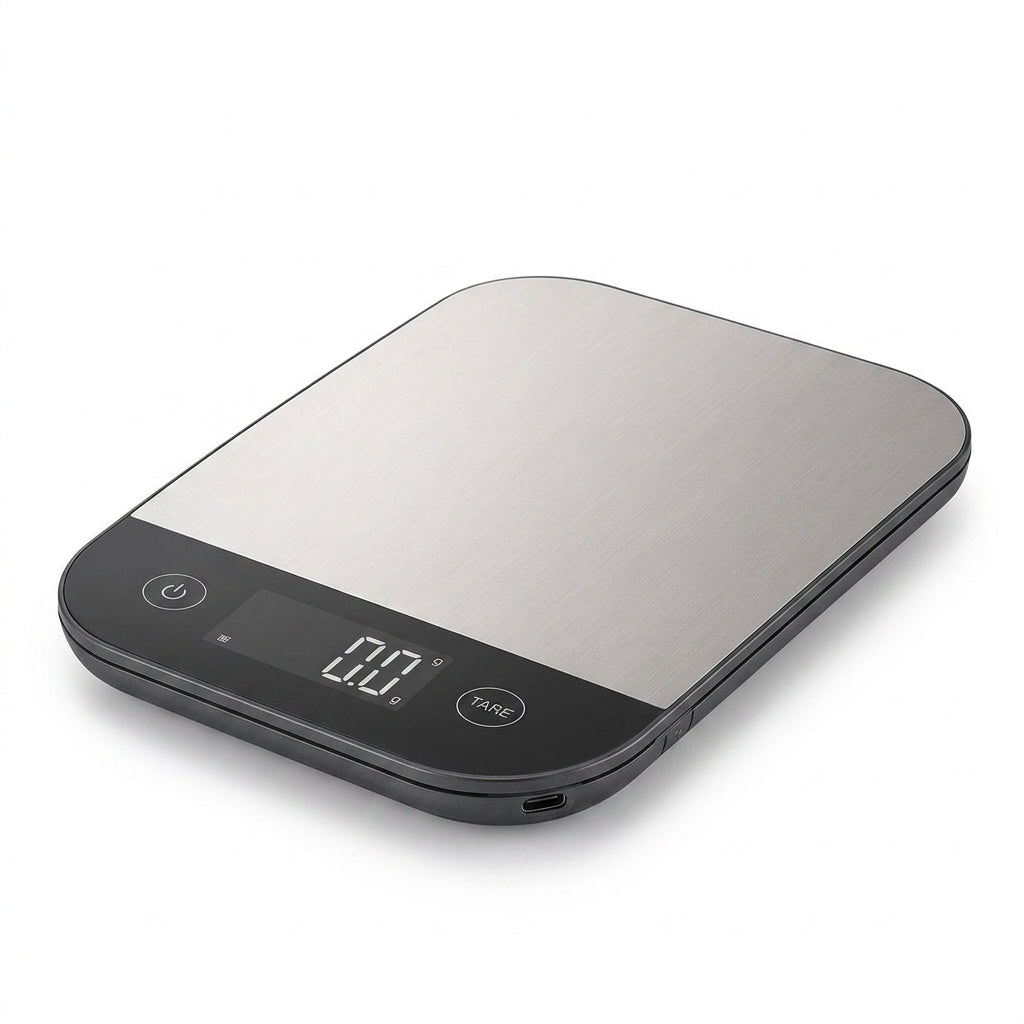 Rlovelen™ Forma S11 Digital Food Kitchen Scale, 11 lb Capacity, Grams & Ounces, Tare Function, 304 Stainless Steel Platform, USB-C Rechargeable Scale for Baking, Cooking, Meal Prep & Everyday Weighing