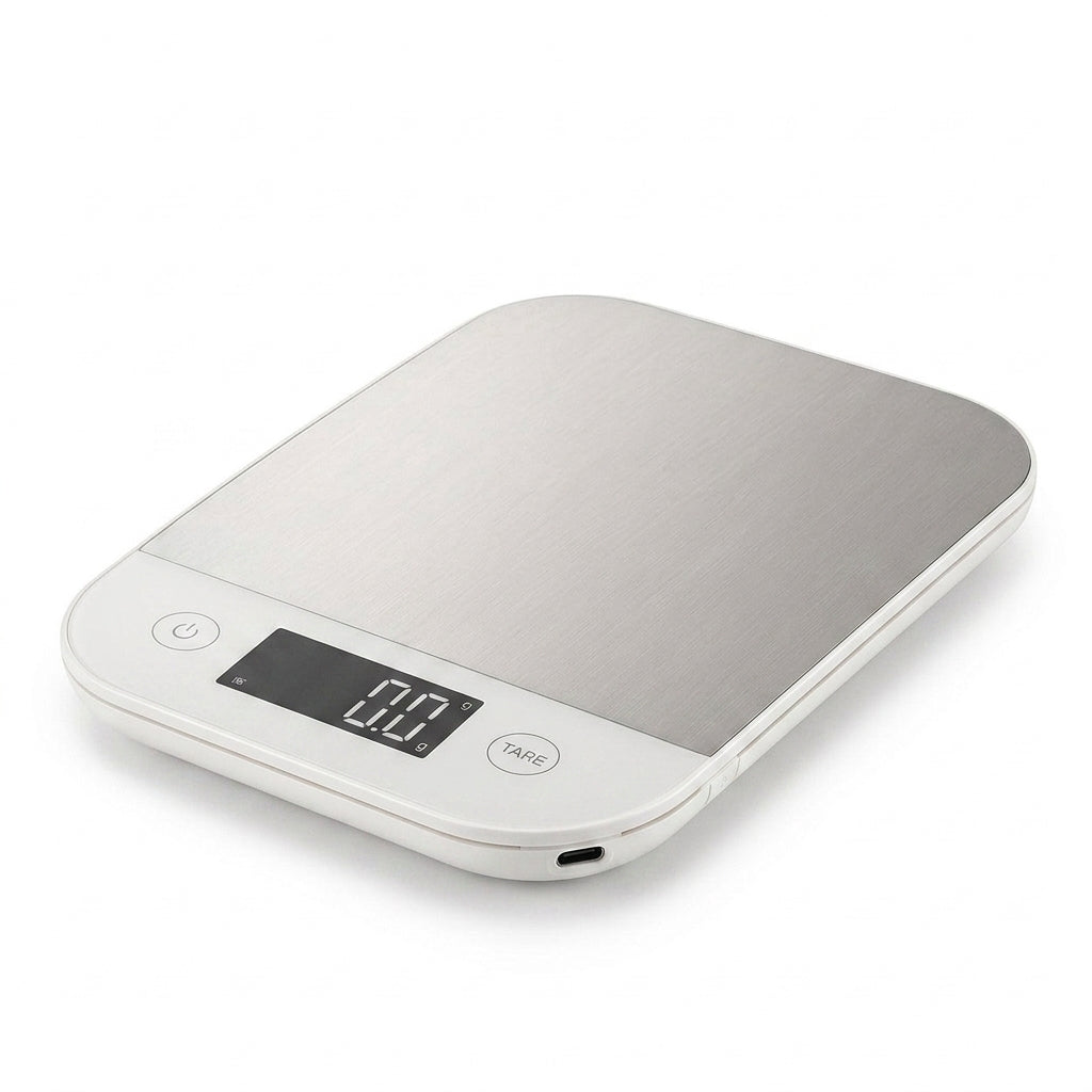 Rlovelen™ Forma S11 Digital Food Kitchen Scale, 11 lb Capacity, Grams & Ounces, Tare Function, 304 Stainless Steel Platform, USB-C Rechargeable Scale for Baking, Cooking, Meal Prep & Everyday Weighing