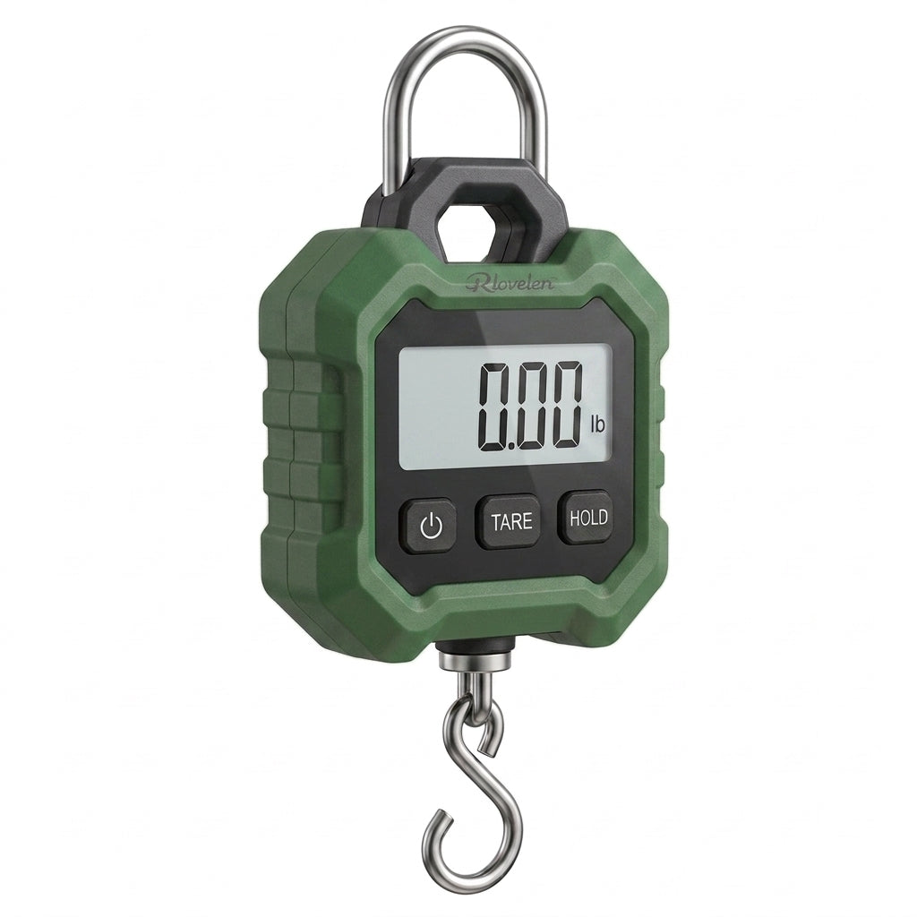 Rlovelen™ LiftGo H440 Digital Hanging Scale, 440 lb / 200 kg Capacity, Portable Handheld Hook Scale with Backlit LCD, Tare & Hold Functions for Grocery, Household, Luggage and Everyday Utility Weighing