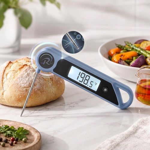 Rlovelen™ FoldSense P650 Instant Read Digital Meat Thermometer, Folding Food Temperature Probe with Backlit LCD, °F/°C Cooking Thermometer for Kitchen, BBQ, Grilling, Baking & Liquids